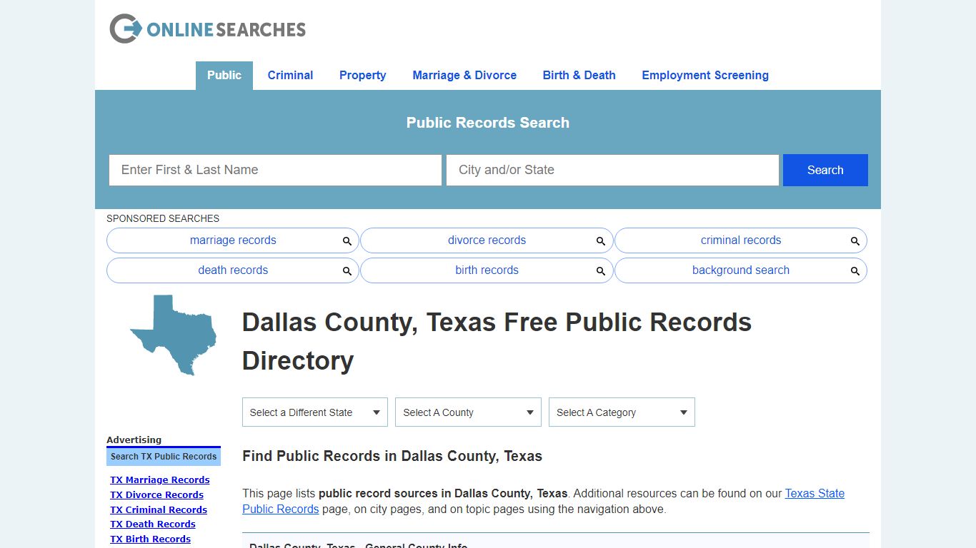 Dallas County, Texas Public Records Directory